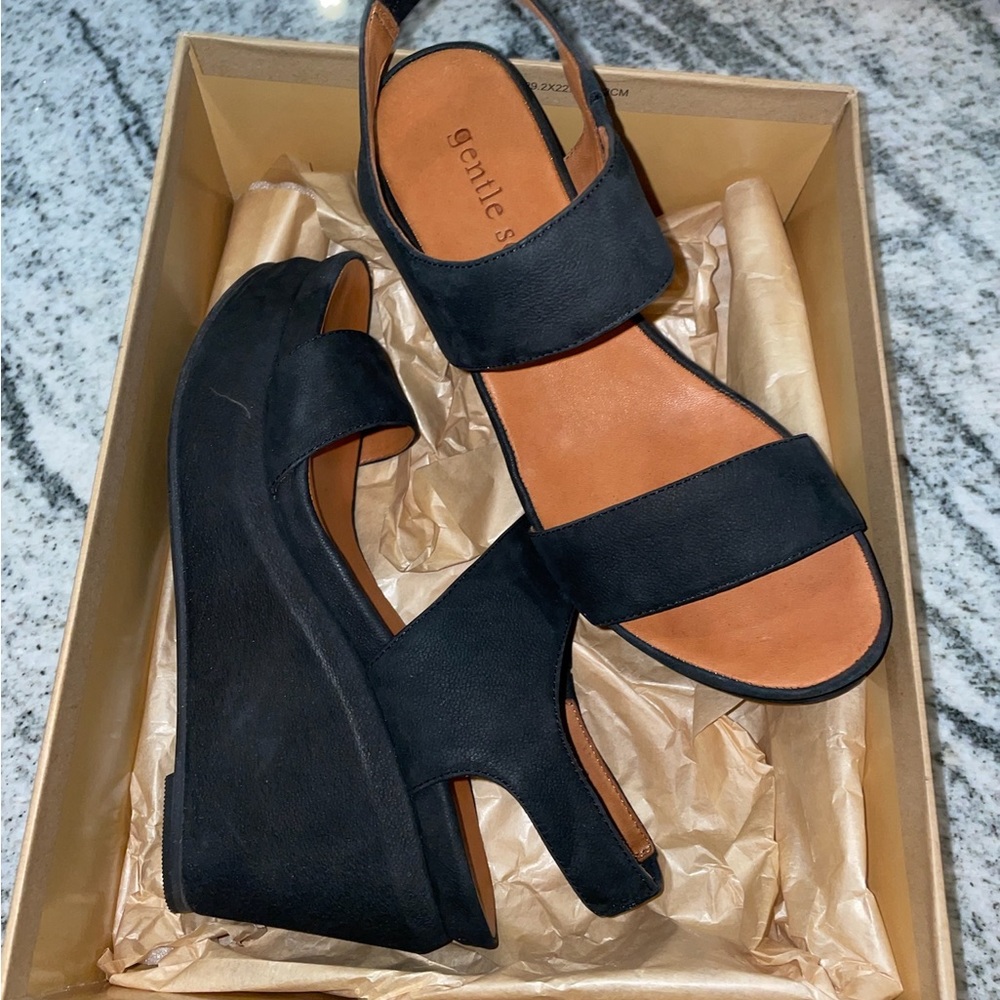 Gentle Souls Black Wedges